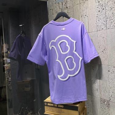 Minhshop Vn O Thun Mlb Basic Mega Logo Overfit Boston Red Sox Purple