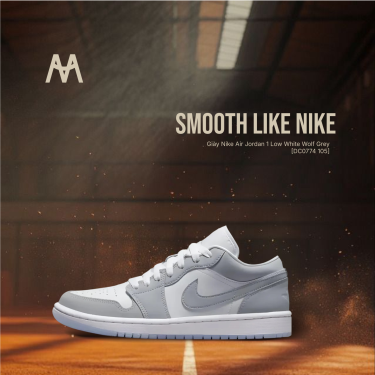 Giày Nike Air Jordan 1 Low White Wolf Grey  [DC0774 105]