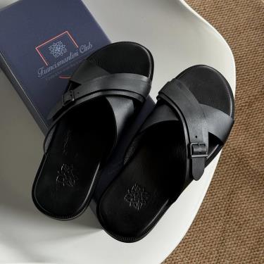 Dép Francis Mantini Darrel Premier  Cross Strap OGANIC Leather ''Triple Black'' [FM22988SLIPB] - DISCOUNT TRUNG THU - Image 1