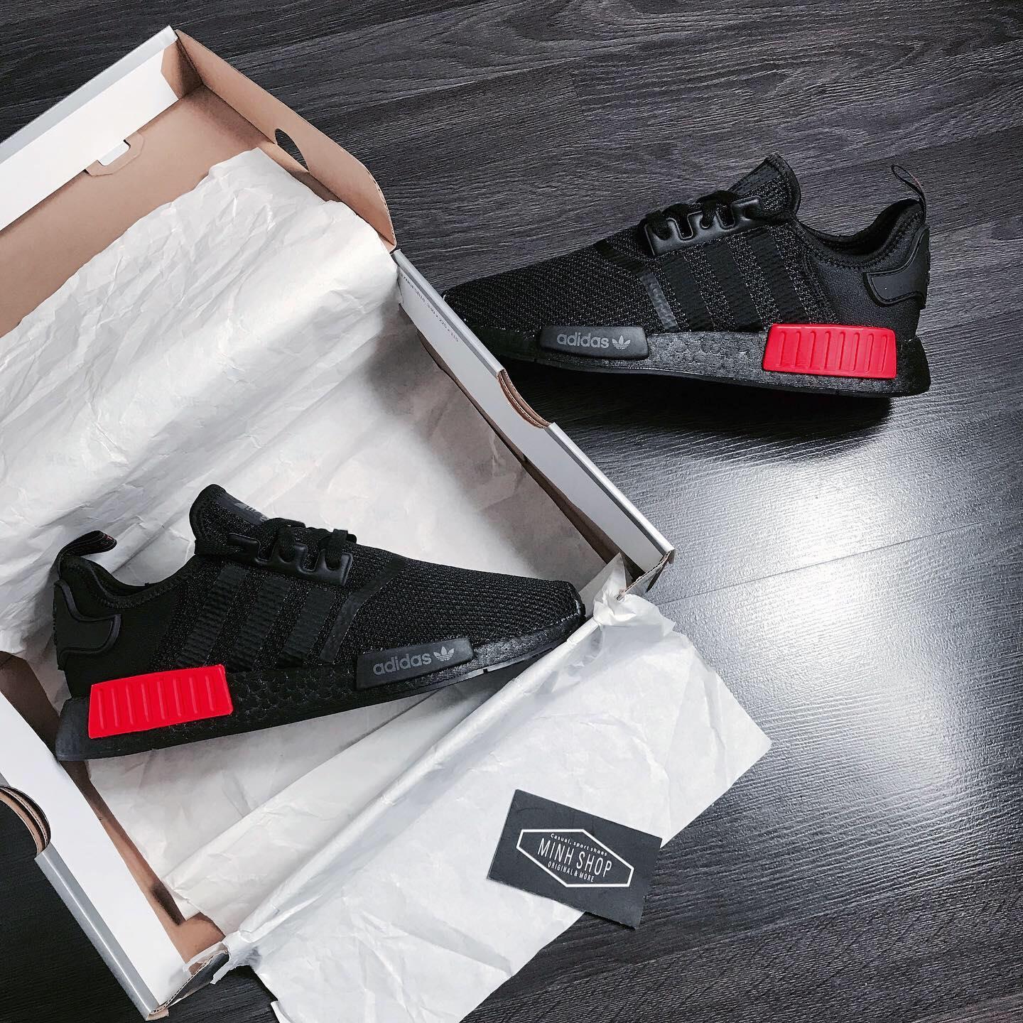 adidas originals nmd r1 black red white