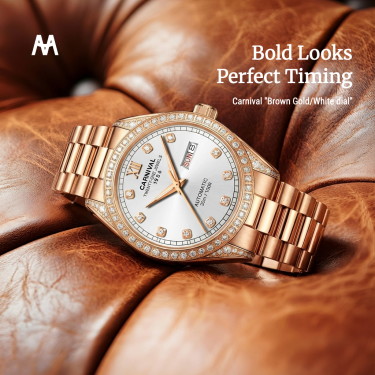 Đồng Hồ Carnival ''Brown Gold/White dial'' [8907G] - Image 1