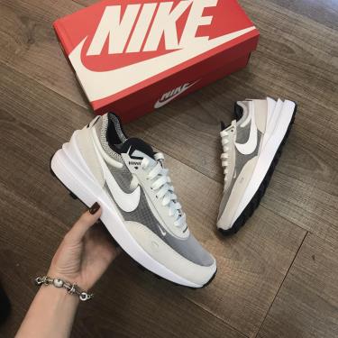 nike waffle grey and white