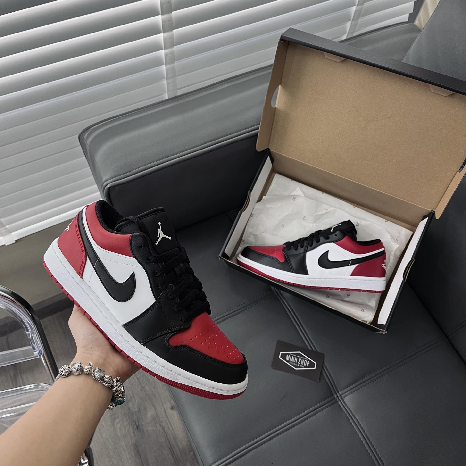 Minhshop.vn - CHOICE Giày Nike Air Jordan 1 Low 'Bred Toe' [553558