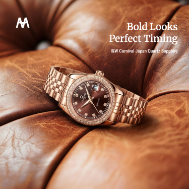 Đồng Hồ I&W Carnival Japan Quartz Sapphire ''Brown Gold/Brown dial'' [8131L2] - Image 1