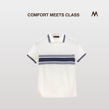 Áo Polo FRANCIS MANTINI 'white/ navy' - DISCOUNT GIÁ 2.9 - Image 1