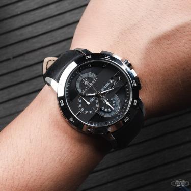 Đồng Hồ Maserati Ingegno Chronograph Silver/Black Leather Strap Watch ** [R8871619004]