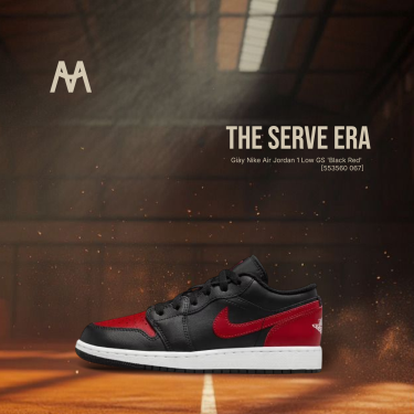 Giày Nike Air Jordan 1 Low GS 'Black Red' [553560 067] - Image 1