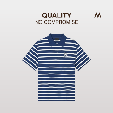 Áo Polo MLB Common Varsity Striped Overfit Collar NY ''Navy'' [3APQV0343-50NYL]