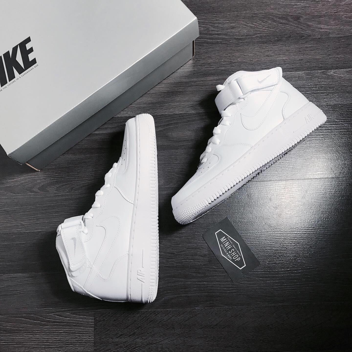 Minhshop.Vn - -50% Giày Nike Air Force 1 Mid All White [O] *** [314195-113]