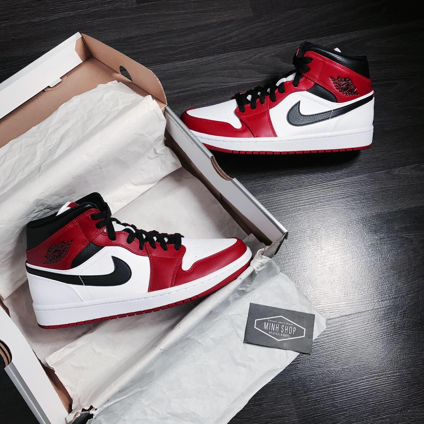 Minhshop.Vn - Giày Nike Air Jordan 1 Mid 'Chicago' Red /White **  [554724-173]