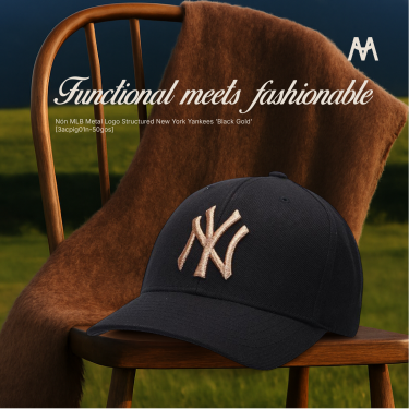 Nón MLB Metal Logo Structured New York Yankees 'Black Gold' [3acpig01n-50gos]