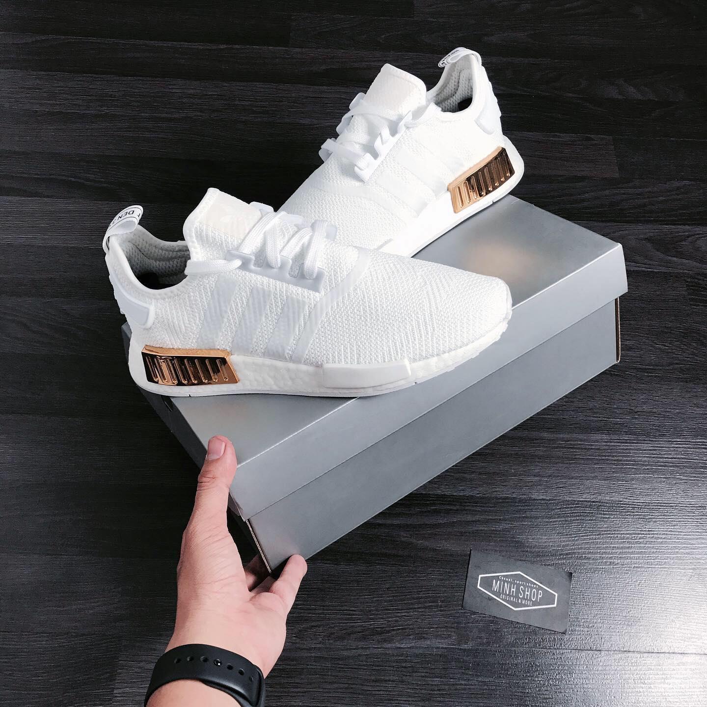  Giày Adidas NMD R1 White/Metallic Gold ** [EG6703]