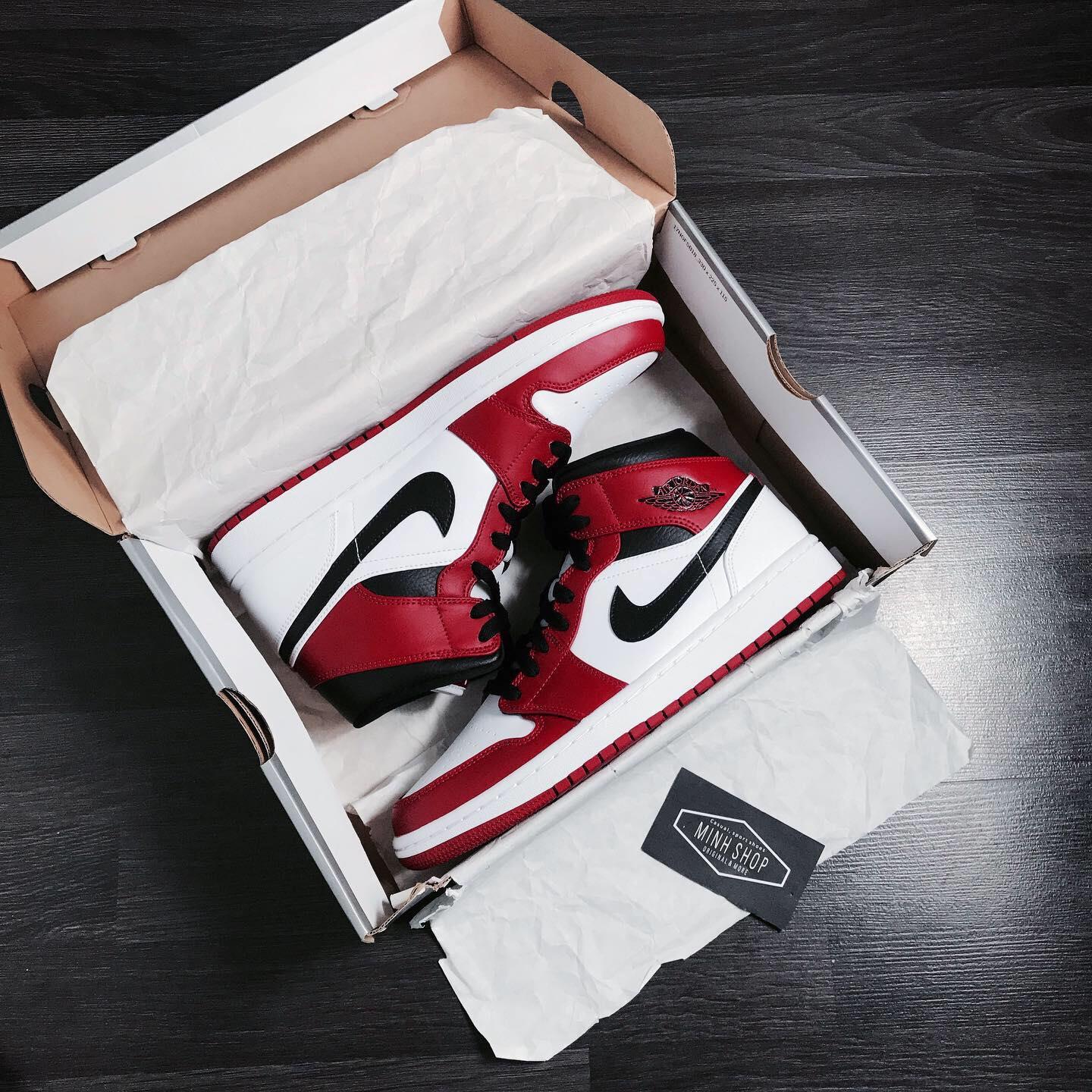 Minhshop.Vn - Giày Nike Air Jordan 1 Mid 'Chicago' Red /White **  [554724-173]