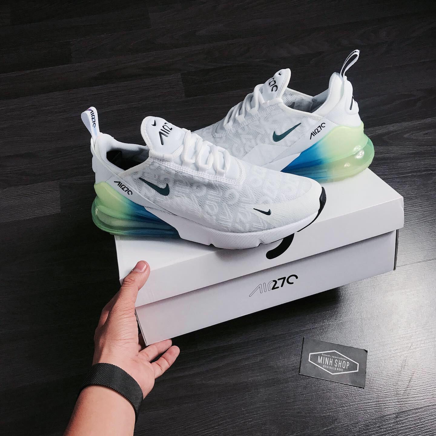 Minhshop.Vn - Hàng Chính Hãng Nike Air Max 270 White/Lemon/Blue 209**