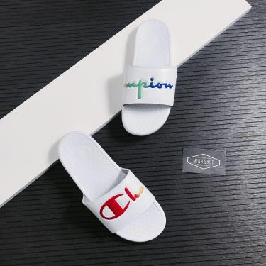 Hàng Chính Hãng Dép Champion Script Logo Split Slide 'White Multi' 2021** hang-chinh-hang-dep-champion-script-logo-split-slide-white-multi-2021