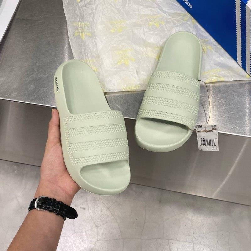 Adidas adilette linen green best sale