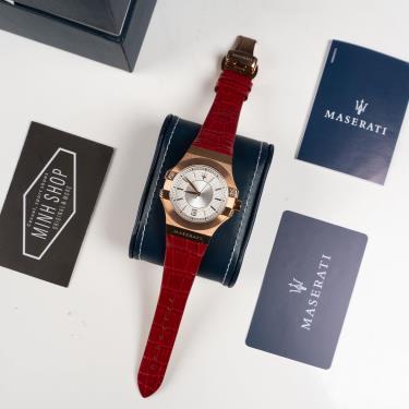 ☀️ polite ☀️  Maserati Potenza Chronograph Silver Dial Ladies Watch Red  [R8851108501]