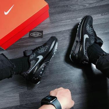 Hàng Chính Hãng Nike Air Max 90 Black/Grey Logo 2020**