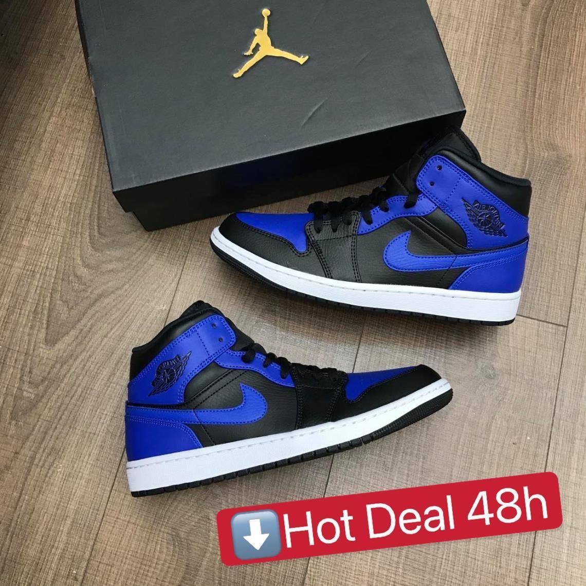 Hàng Chính Hãng Nike Jordan 1 Mid Hyper Royal 2021** 554724 077