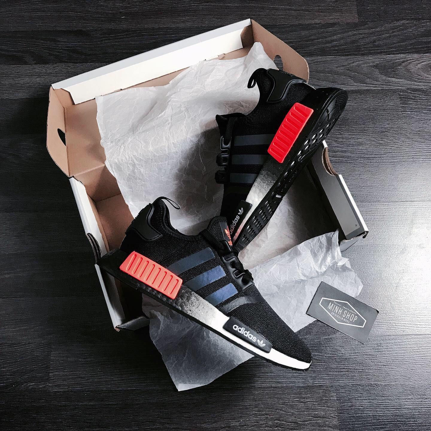 adidas originals nmd r1 black red white