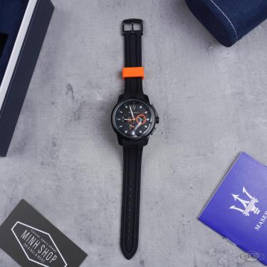 Hàng Chính Hãng Maserati Sfida Chronograph Black Silicone Watch 2021**