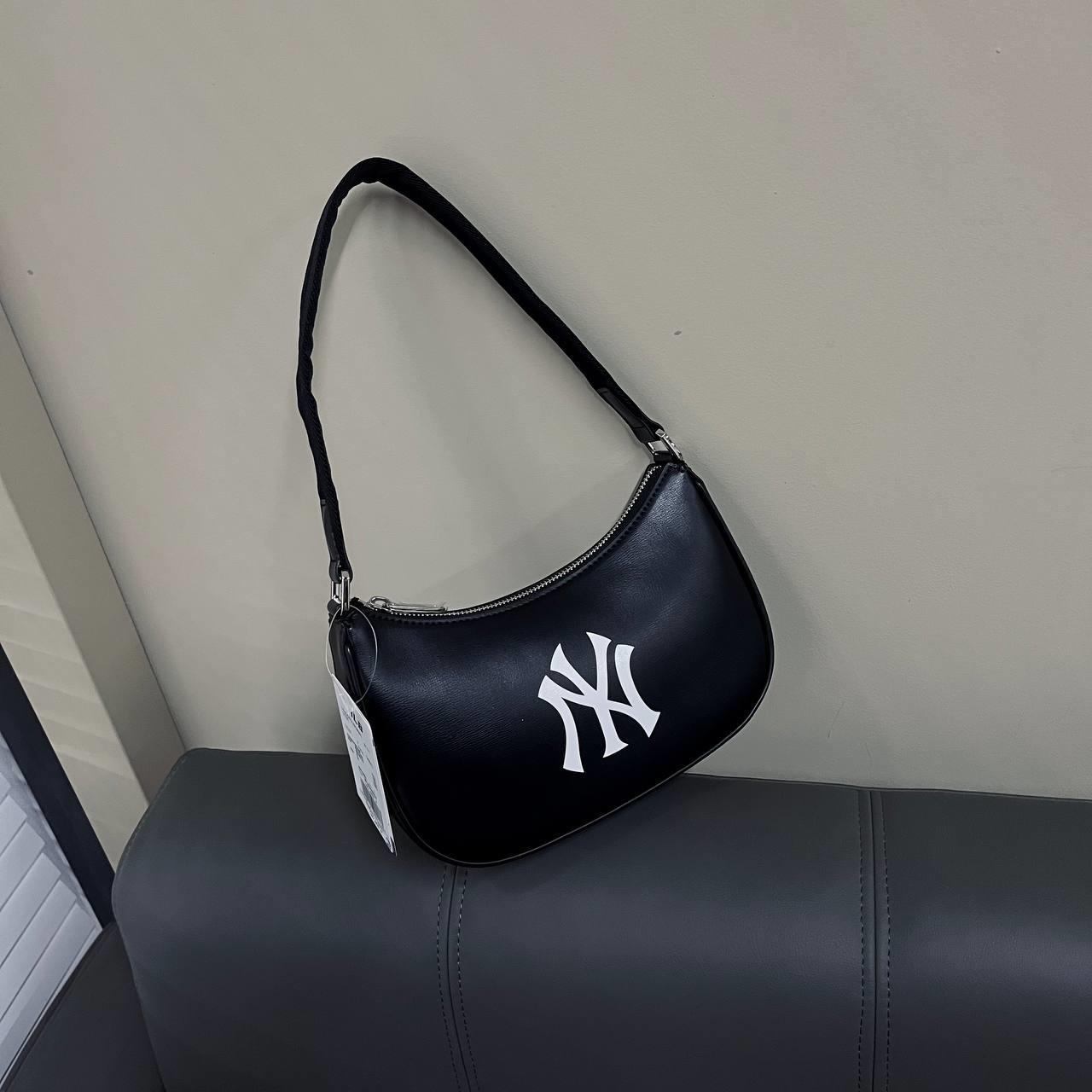 MLB Big Logo Solid New York Yankees Hobo Bag Hand Bag Shoulder Bag Black