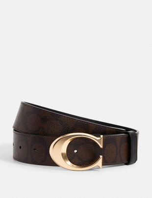  - Leather Belt Coach Brown Gold [6140 ]