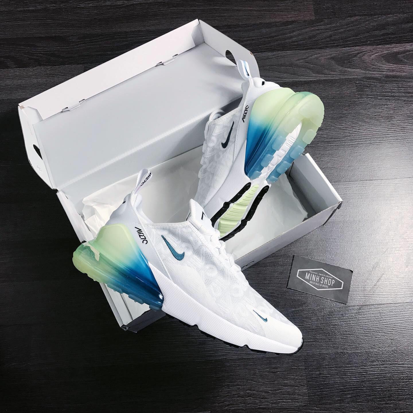 Minhshop.Vn - Hàng Chính Hãng Nike Air Max 270 White/Lemon/Blue 209**