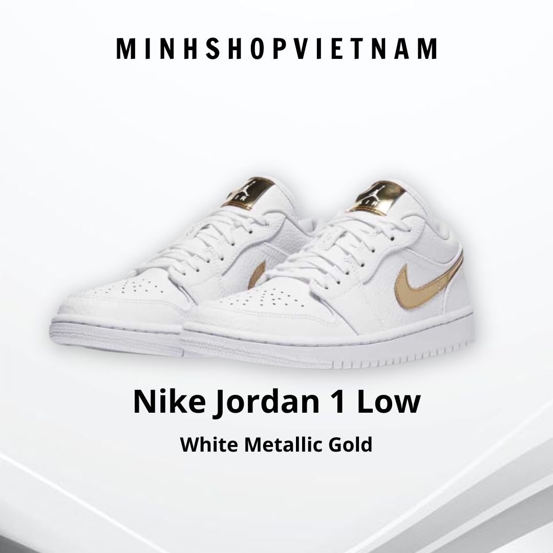 Minhshop.vn - Giày Nike Jordan 1 Low White Metallic Gold [CZ4776