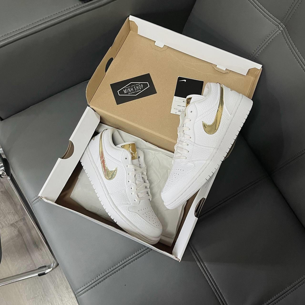 Minhshop.vn - Giày Nike Jordan 1 Low White Metallic Gold [CZ4776