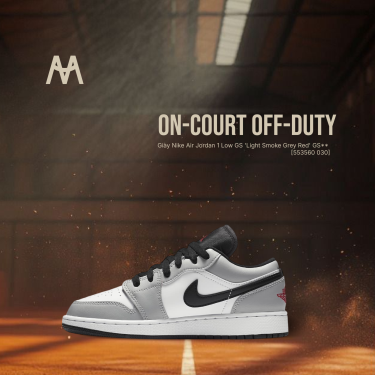 Giày Nike Air Jordan 1 Low GS 'Light Smoke Grey Red' GS** [553560 030] - Image 1