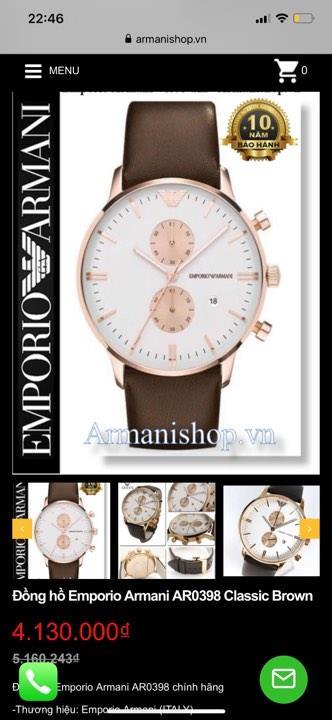  - Hàng Chính Hãng Emporio Armani Classic Brown /Rose Gold Watch  **2020** lỗi