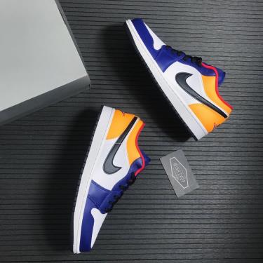 Hàng Chính Hãng Nike Air Jordan 1 Low White Navy Yellow 2021** 553558 123