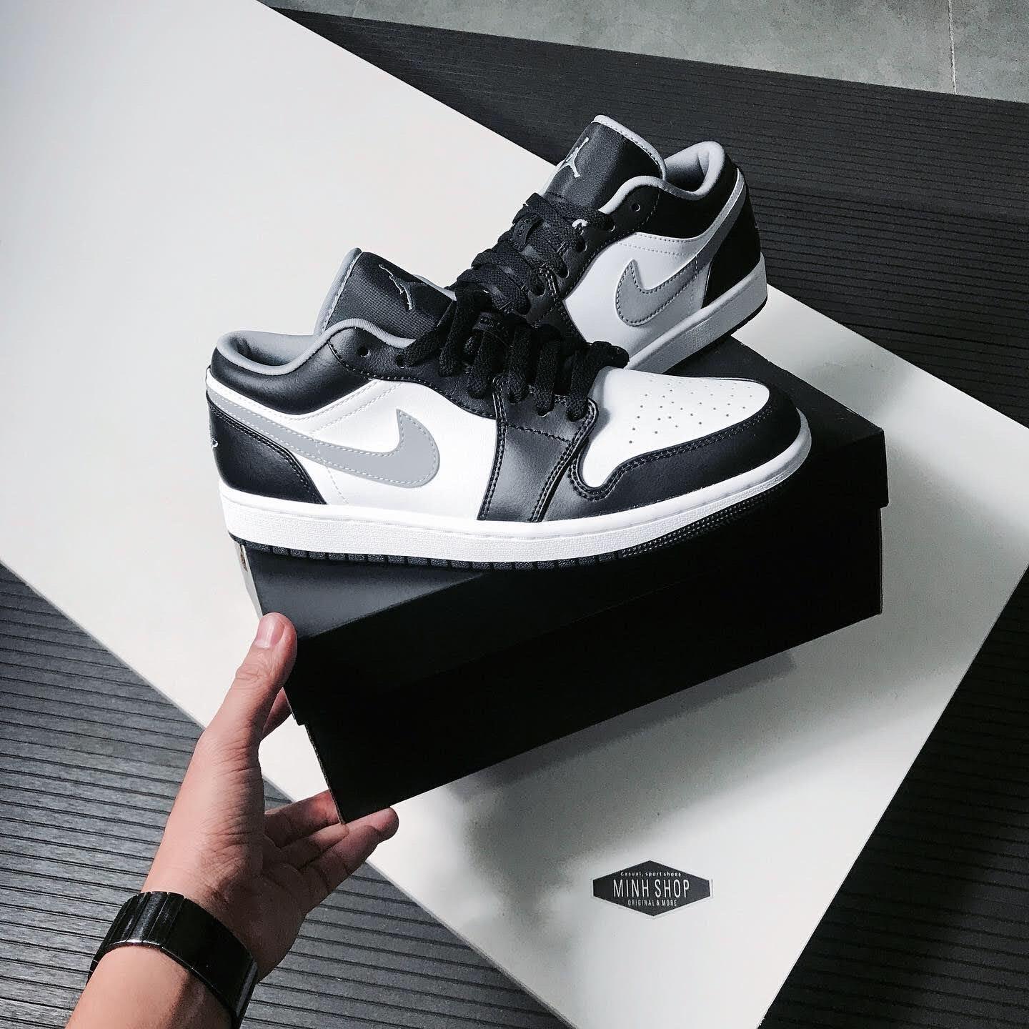 Minhshop.vn Gi y Nike Air Jordan 1 Low Black Medium Grey Smoke