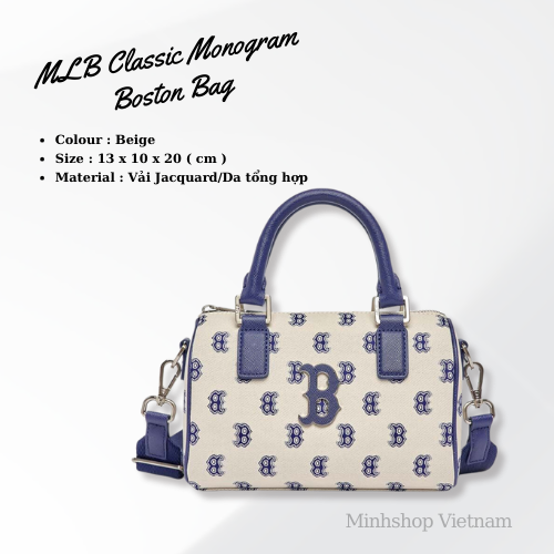 Classic Monogram Jacquard Boston Bag S Boston Redsox Beige