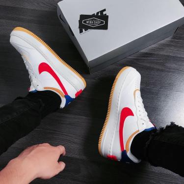 Hàng Chính Hãng Nike Air Force 1 Shadow White/ Blue/Flash Crimson 2021** V
