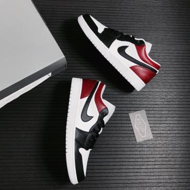 Hàng Chính Hãng Nike Air Jordan 1 Low White/Black/Red CUST 2020** V