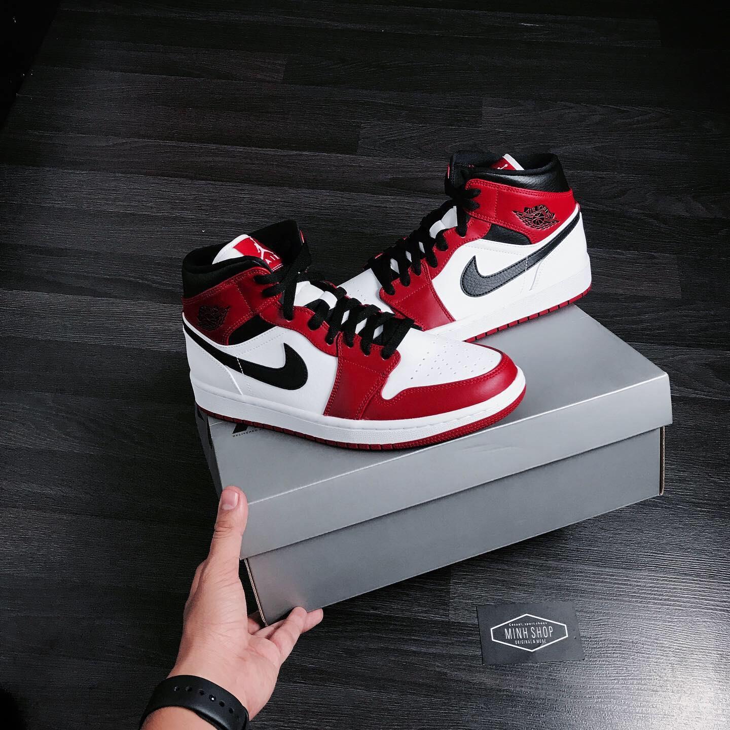 Minhshop.Vn - Giày Nike Air Jordan 1 Mid 'Chicago' Red /White **  [554724-173]