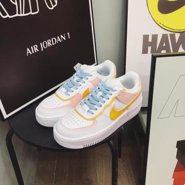 Nike Air Force 1 Shadow White Yellow Pink Cust 2021**