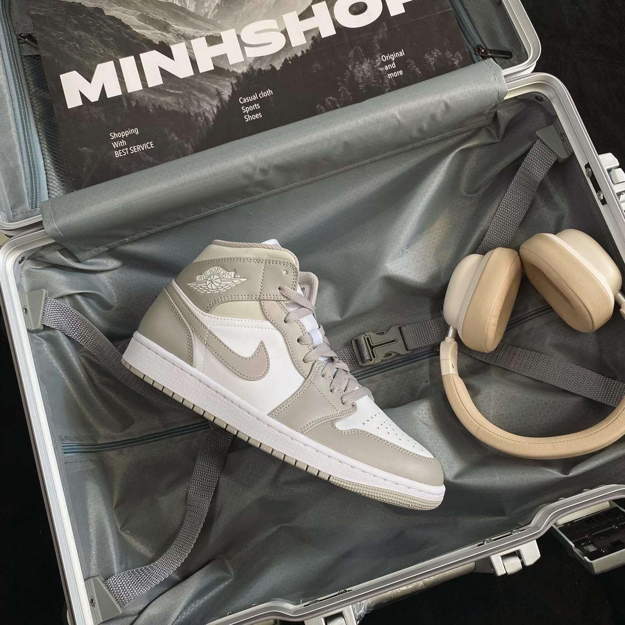 Minhshop.vn - Giày Nike Air Jordan 1 Mid Linen White [554724 082] [O]