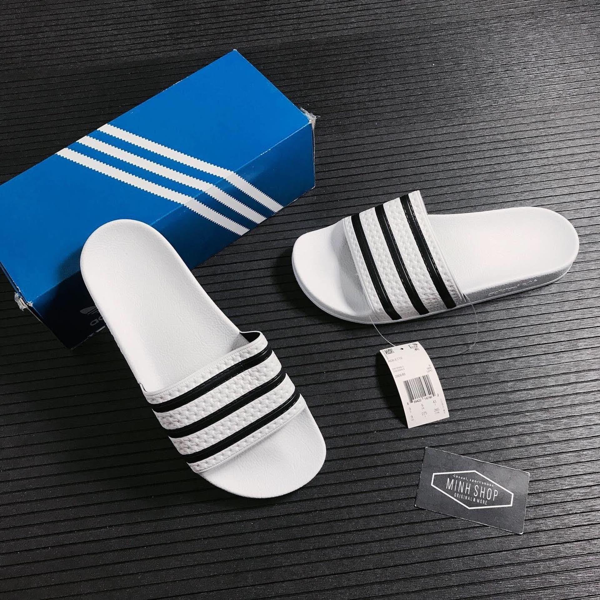 Minhshop.vn D p Adidas Adilette White Black MADE IN ITALY