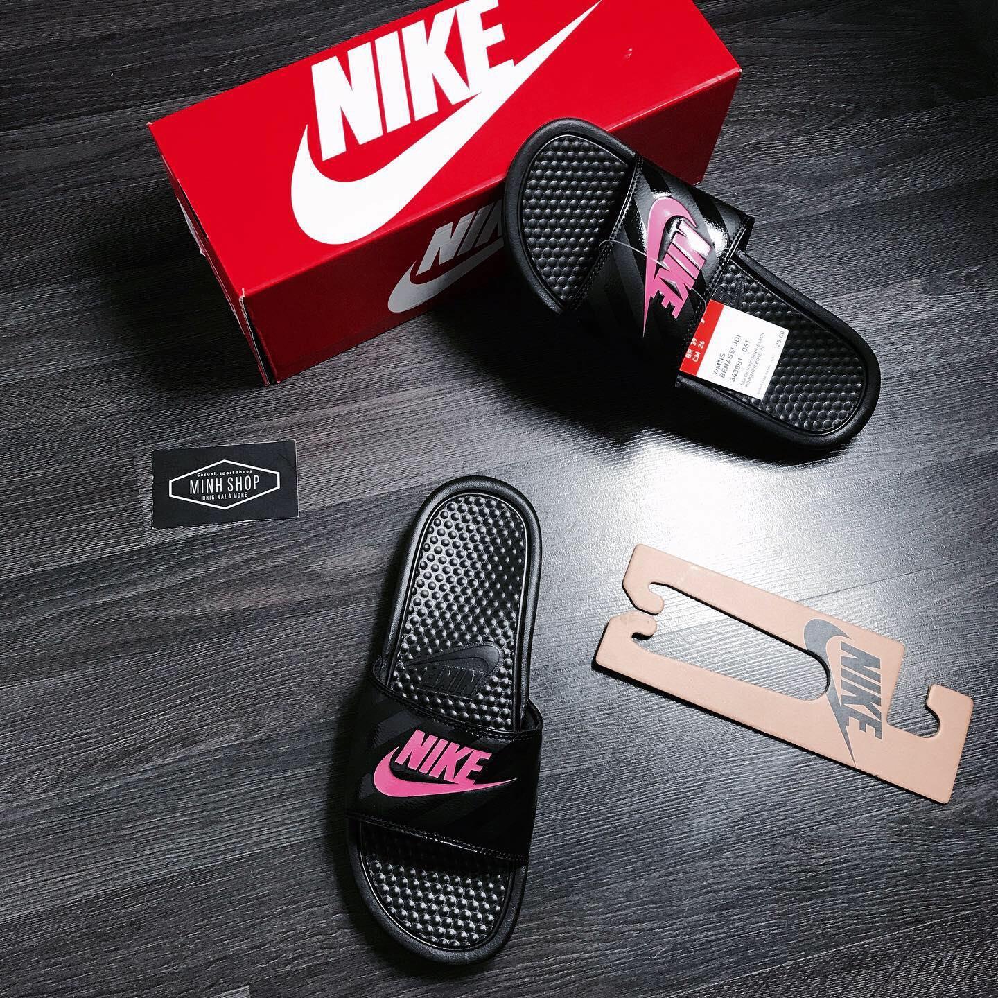 nike benassi black pink