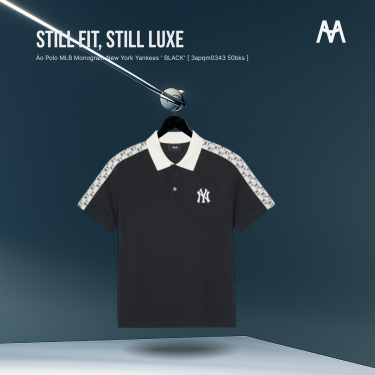 Áo Polo MLB  Monogram New York Yankees  ' BLACK' [ 3apqm0343 50bks ] - Image 1
