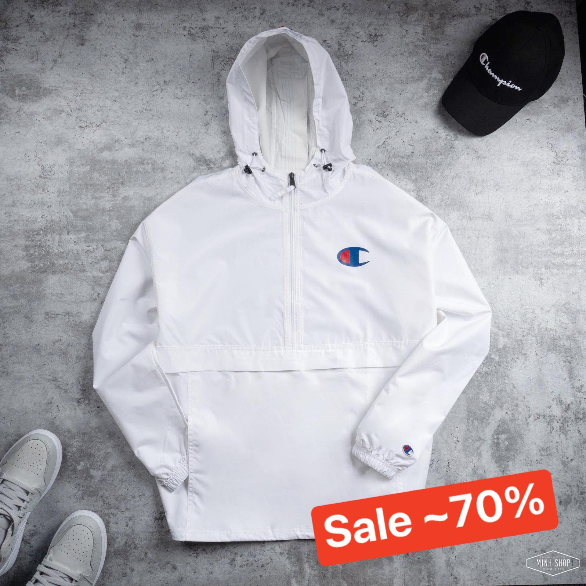 champion packable jacket white