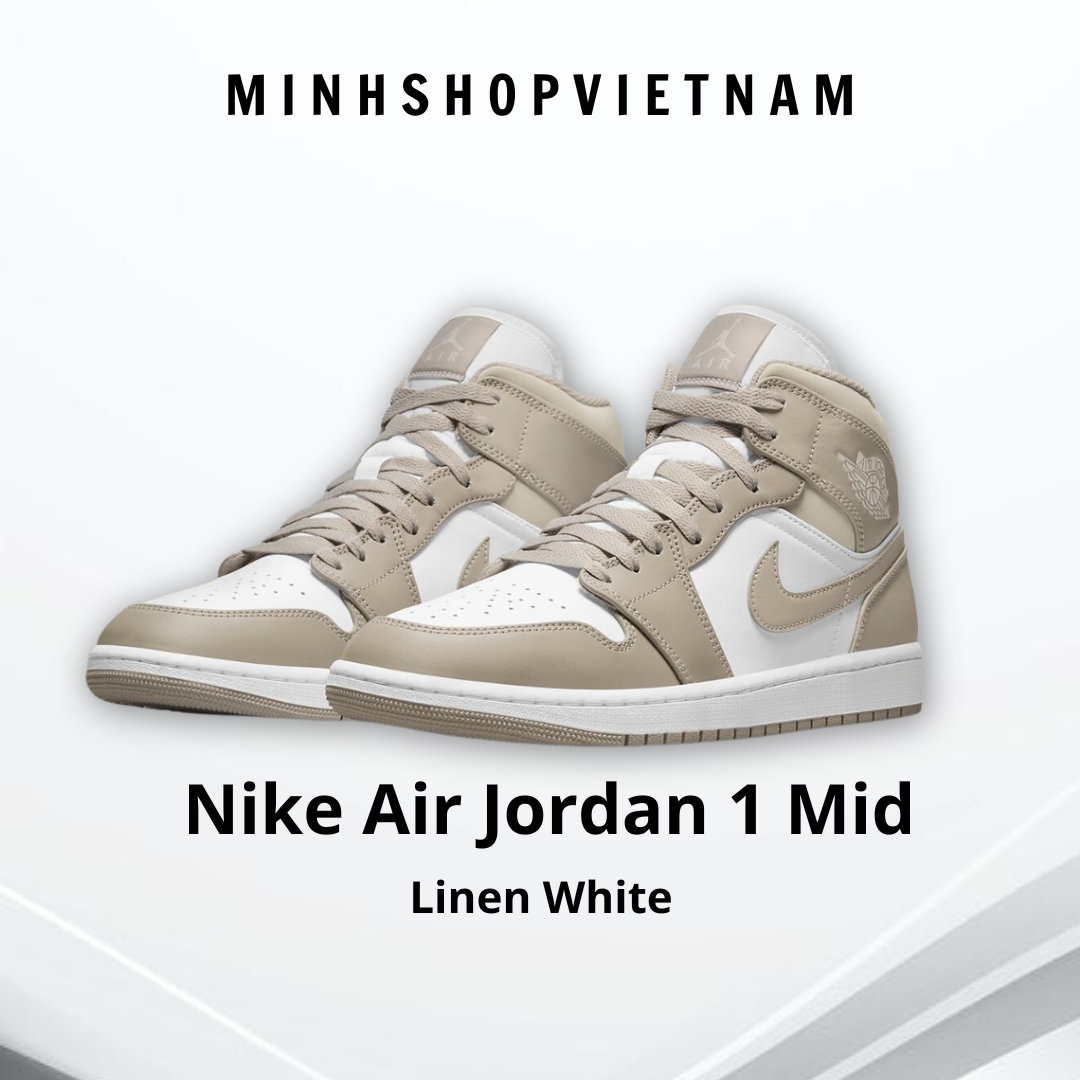 Minhshop.vn - Giày Nike Air Jordan 1 Mid Linen White [554724 082] [O]