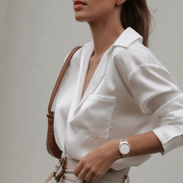 Đồng Hồ DW Iconic Link Lumine Rose Gold / Silver White Watch ** [DW00100359]
