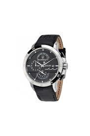 Đồng Hồ Maserati Ingegno Chronograph Silver/Black Leather Strap Watch ** [R8871619004]