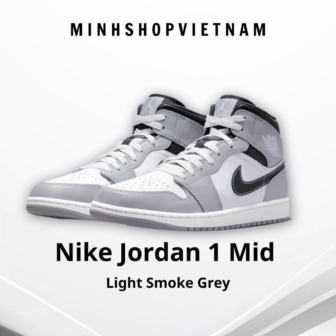 Minhshop.vn - Giày Nike Jordan 1 Mid 'Light Smoke Grey' GS