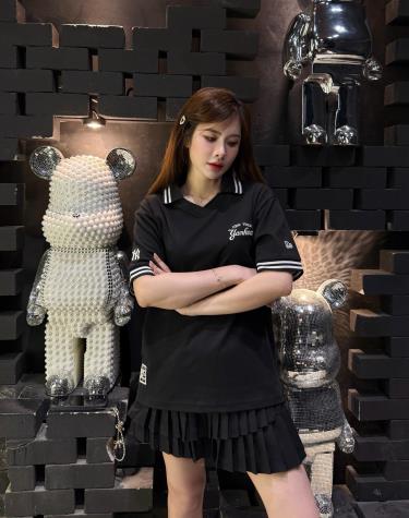 Áo Polo Jersey New Era New York Yankees Đen Sọc Trắng *19829398*
