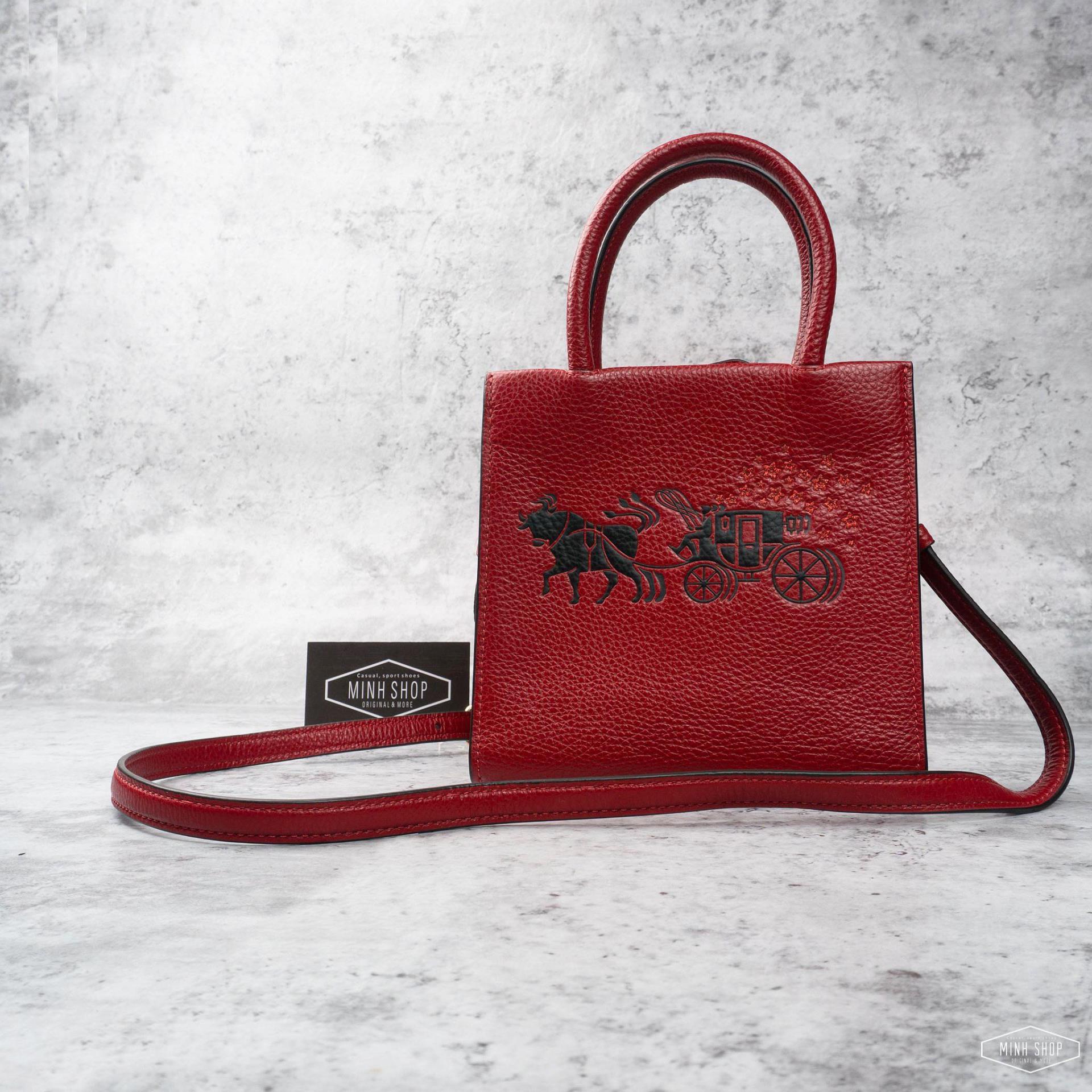  - Hàng Chính Hãng Túi Coach Troupe Snakeskin Tote Red 2021**